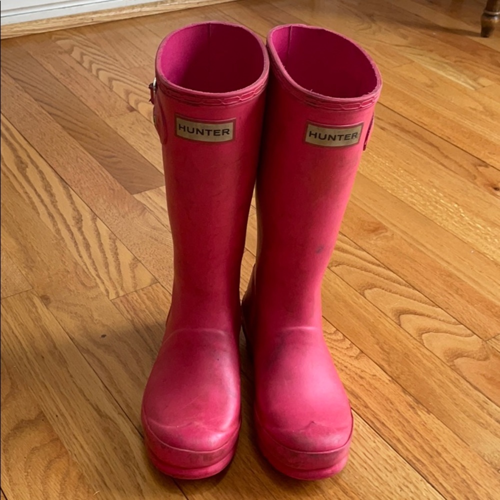 Kids size 2 Pink Hunter Boots.